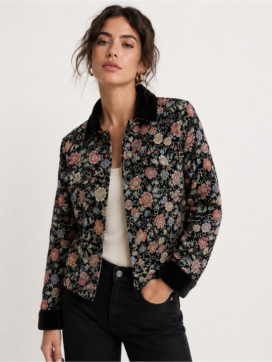 Little Moon Jackets & Blazers - Little Moon Floral Tapestry Jacket Velvet Collar